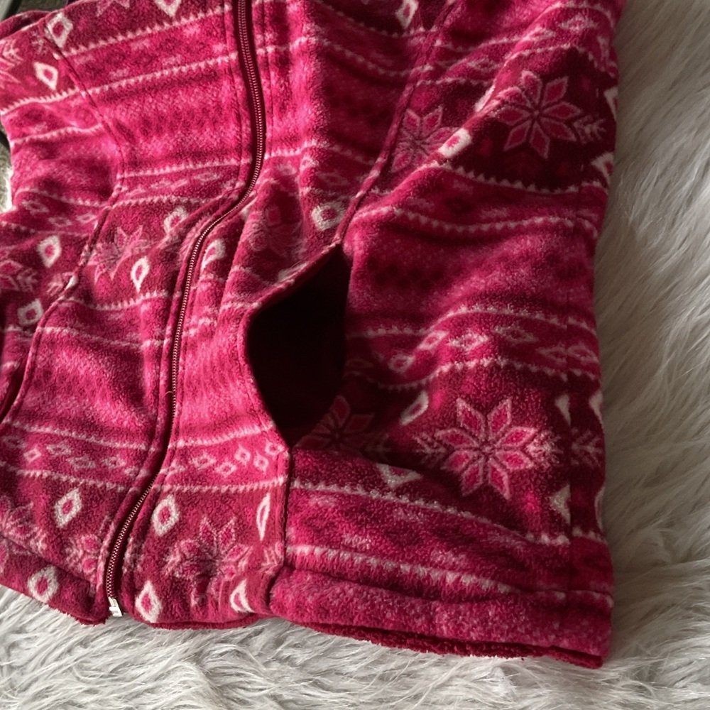 New York laundry Vest Jacket Reversible Deep Red Fleece Fair Isle Preppy consign - Picture 10 of 10